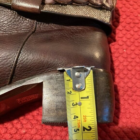 KARSTON Sz 39 Golden Fabric Folded  Top w/ Embellishment Band Almond Toe Booties - Picture 6 of 12